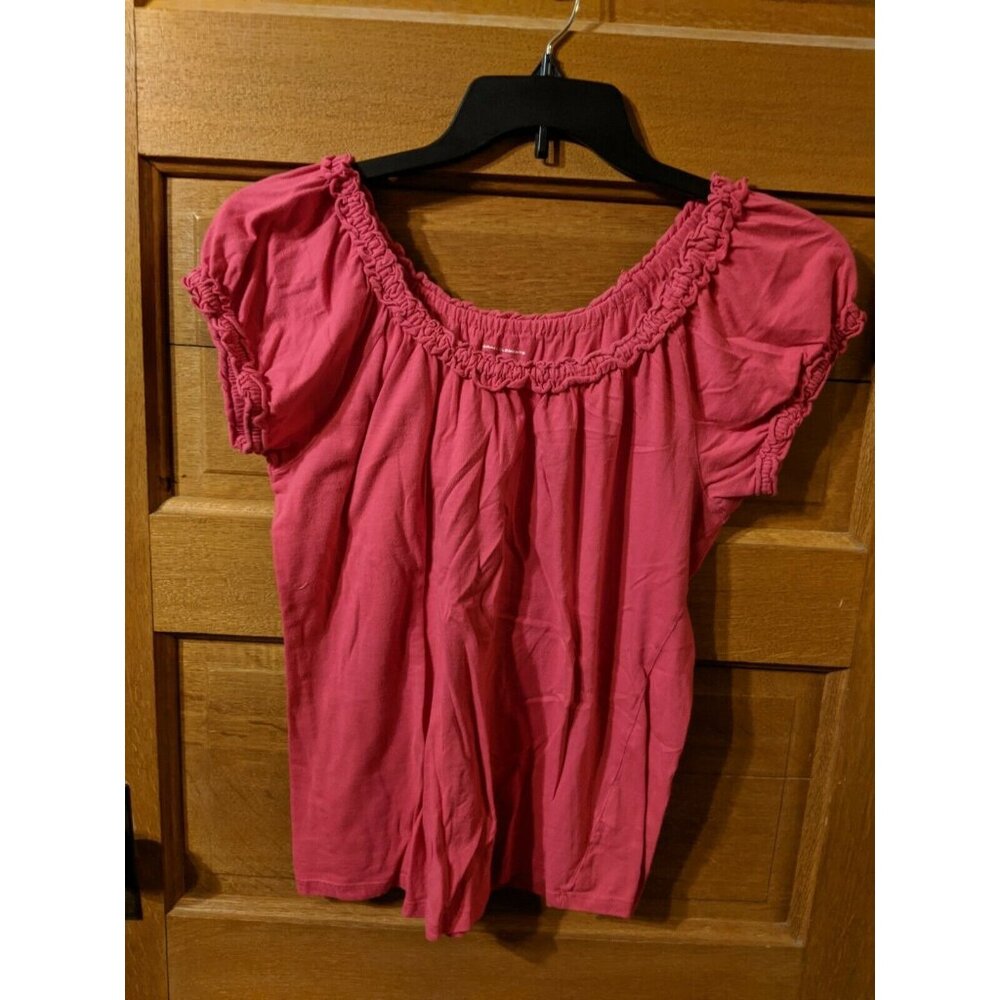 Grace Elements Pink Knit Peasant Top Size L Stretchy